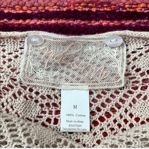 Boutique Brown Sweater with White Flower Lapel, Boho Angel Sleeve Sweater - Picture 7 of 8